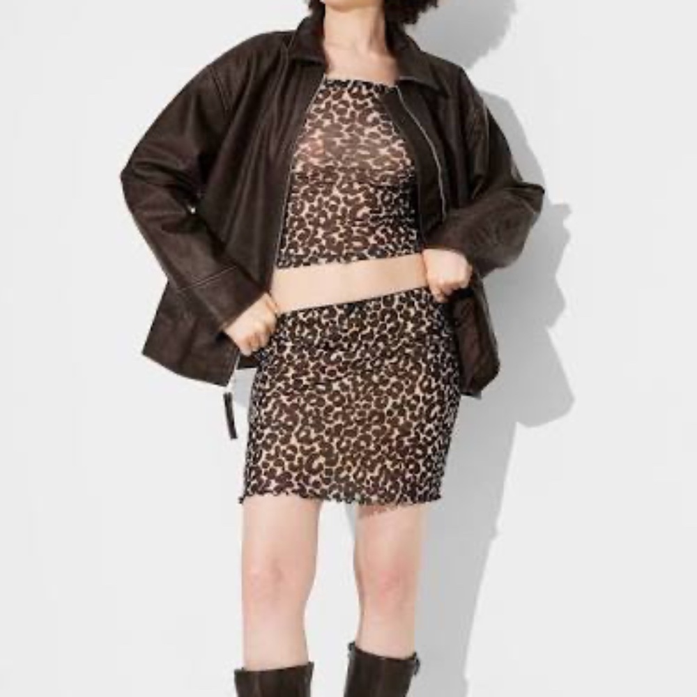 Wild Fable Ruched Leopard Mini Skirt - XL